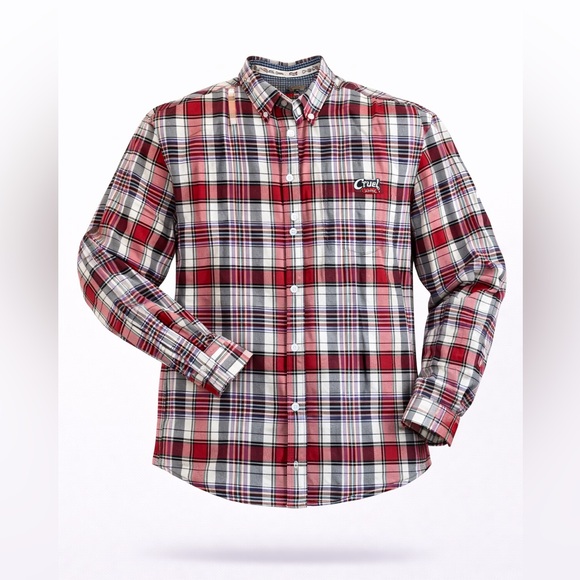Cruel Girl Tops - Cruel Girl Women’s Red/Grey Plaid Button Up Western Shirt Size XL​​​​​​​